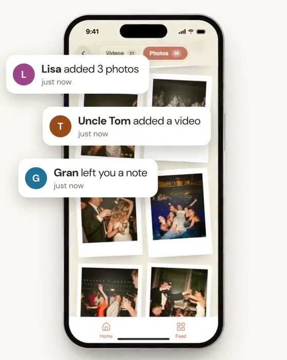 Guest uploads arriving in the couple's album